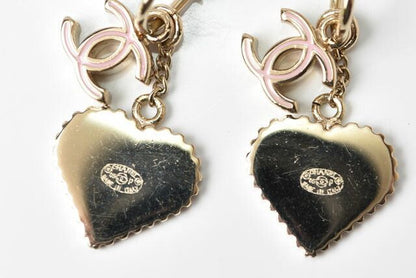Chanel Earrings Chanel Swing Earrings CC Mark Heart Motif Pink Gold