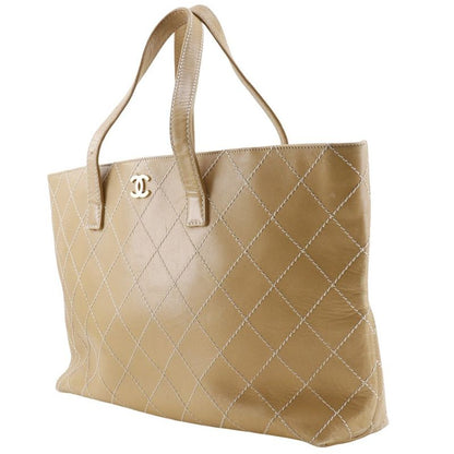 Chanel Wild Stitch Calf Beige Women's Tote Bag