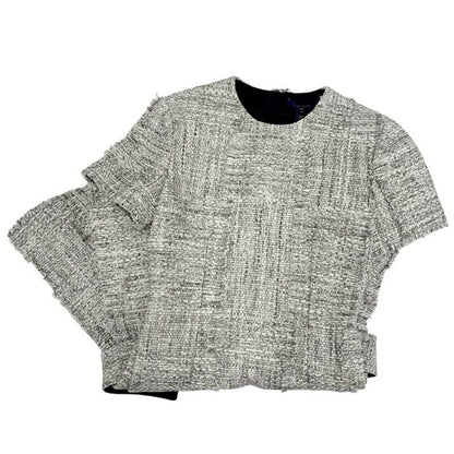 Louis Vuitton Dress Cotton Gray Tweed Short Sleeve 22 SS