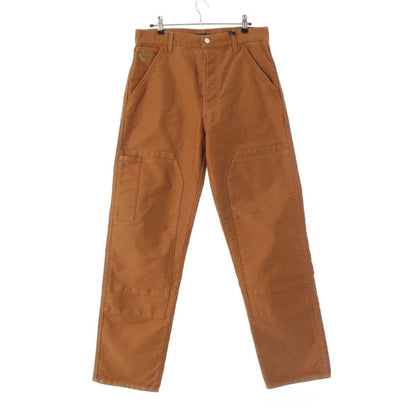 Prada Cotton Moleskin Triangle Logo Damaged Pants Brown