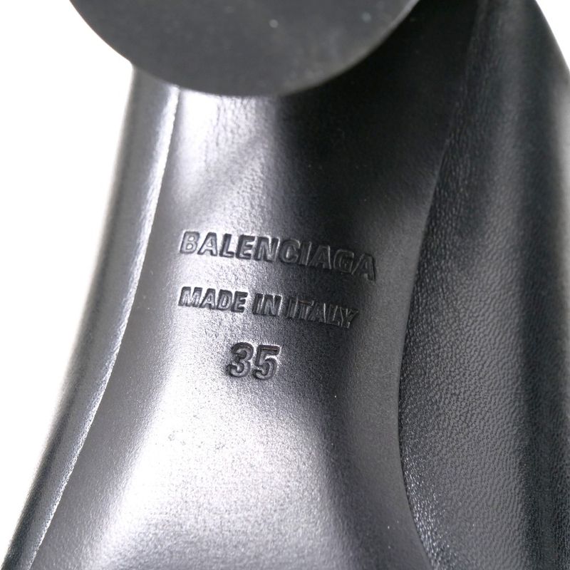 Balenciaga Sandals Size 35 BB Logo High Heel Cylinder Heel Leather Shoes