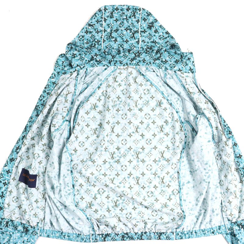 Louis Vuitton 23AW Monogram Printed Windbreaker Zip-up Nylon Jacket Light Blue