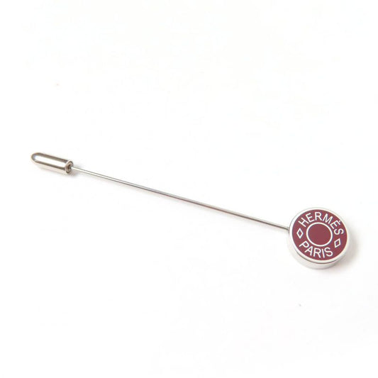 Hermes Gd1108 Silver Hardware Serie Pin Brooch Hat Pin Small Brown With Box And