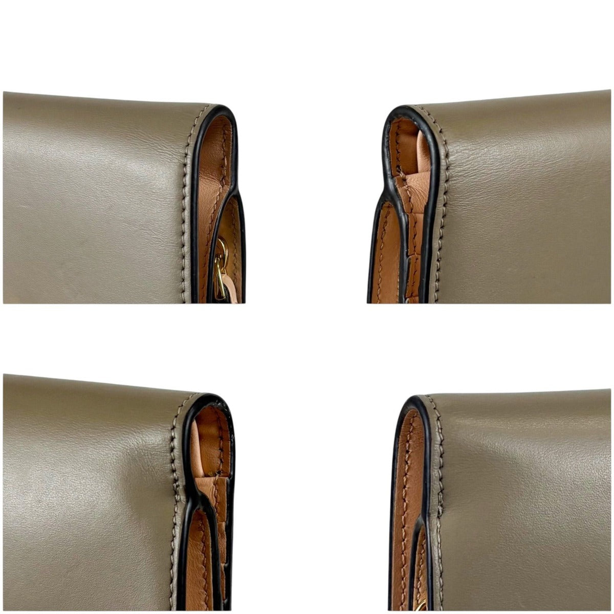 Fendi FF Diamond Compact Wallet Bifold Leather Grey Light Pink — view 10