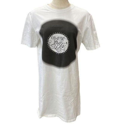 Hermes 2 E4513 du Top Dress Short Sleeves Grand Tralala Print Cotton White Size
