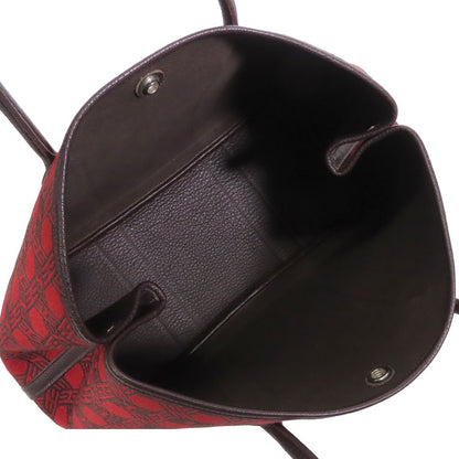 Hermes Garden Party PM Rouge Garance Brown Silver Toile So H Buffalo Tote — view 4