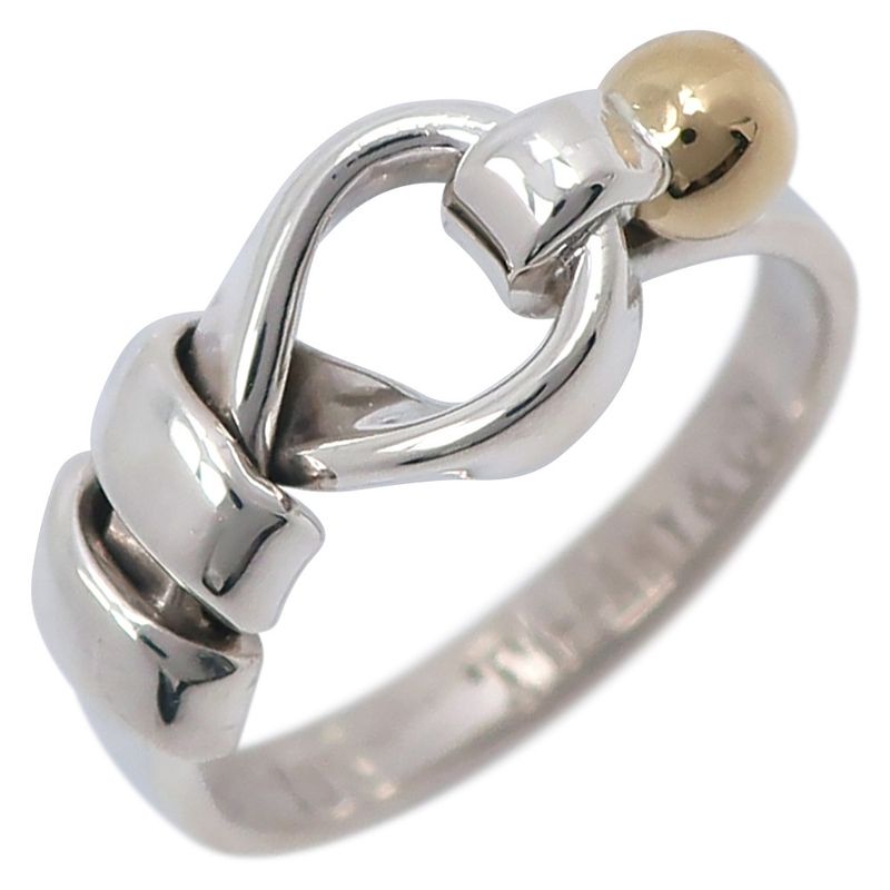 Tiffany & Co Love Knot Silver 925 X 18K Yellow Gold #7 Ladies 2.7g Ring
