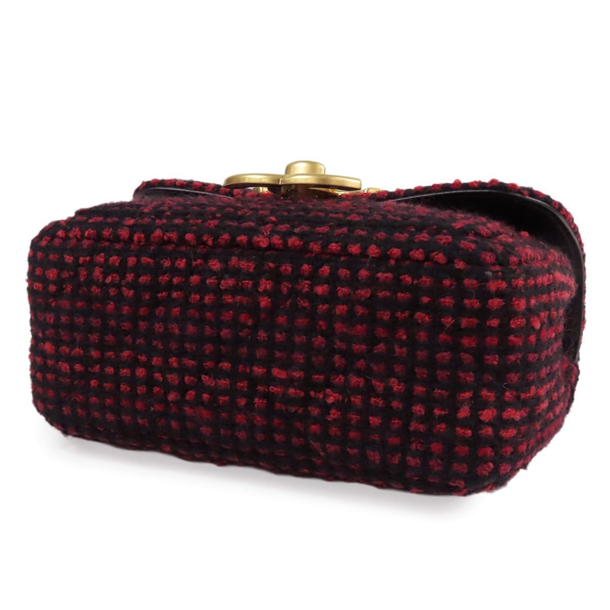 Chanel Chain Shoulder Bag Red Gold Tweed — view 3
