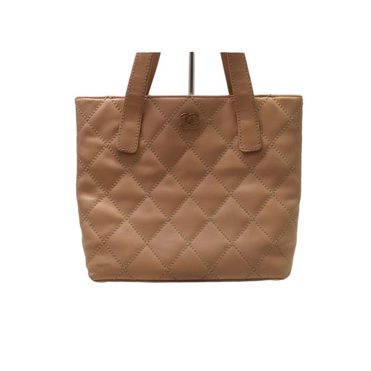 Chanel Wild Stitch Calfskin Beige Hand Tote Bag