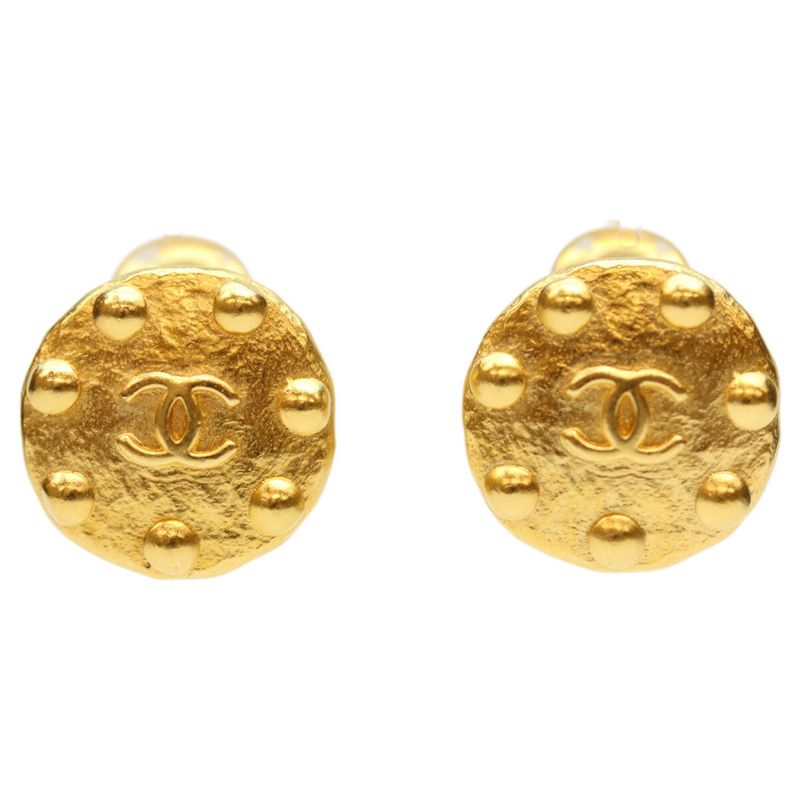 Chanel 97A Coco Mark Dot Round Earrings