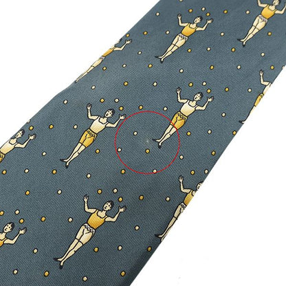 Hermes Necktie Jagring 9cm (3.54in) Silk Green and Yellow Blue Green Yellow