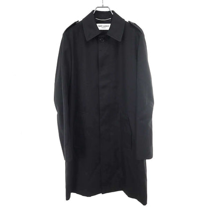 Saint Laurent Paris Wool Polyester Color Coat Black 46