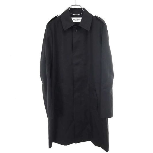 Saint Laurent Paris Wool Polyester Color Coat Black 46
