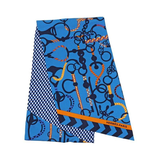 Hermes Maxi Twill Molle Etres Blue Orange Yellow Silk Scarf