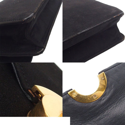 Hermes Demi Lun Unknown Black Gold Suede Vintage Handbag — view 6