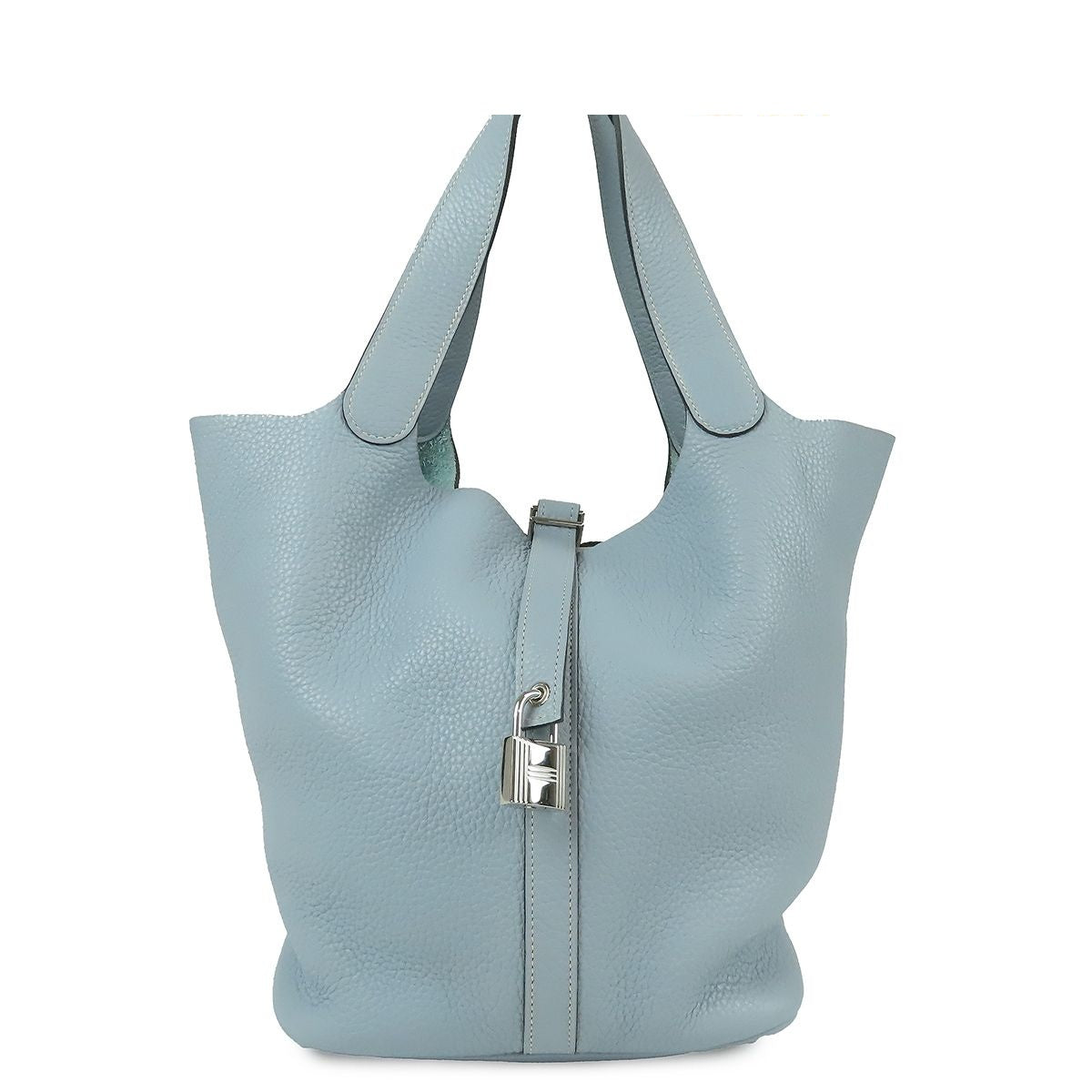 Hermes Picotin Lock GM Blue Run Silver Taurillon Handbag