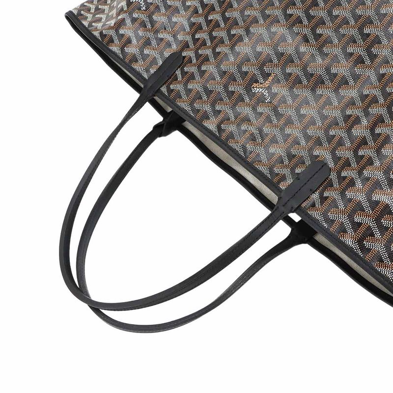 Exhibited Goyard Saint Louis GM Tote Bag Herringbone PVC Leather Black Saint