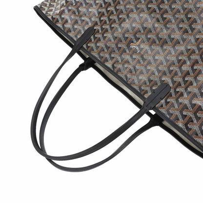 Exhibited Goyard Saint Louis GM Tote Bag Herringbone PVC Leather Black Saint