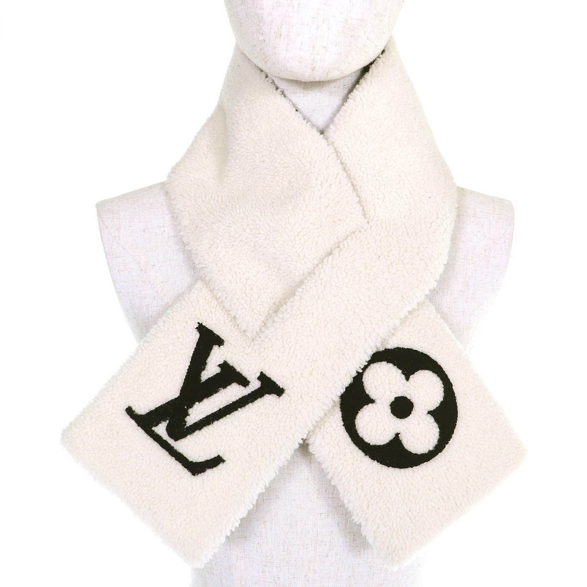 Louis Vuitton Echarpe Shearling LV Logo Scarf Ivory — view 2