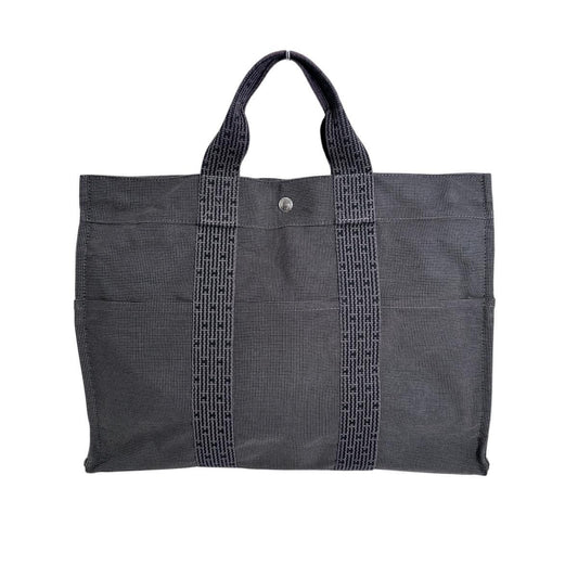 Hermes Canvas Handbag Her Line MM Tote Bag Gray