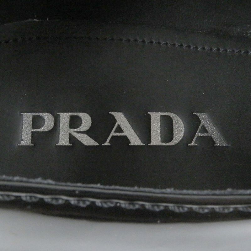 Prada Chocolate Patent Leather Triangle Logo Thick Soled Loafers Black 6.5 With