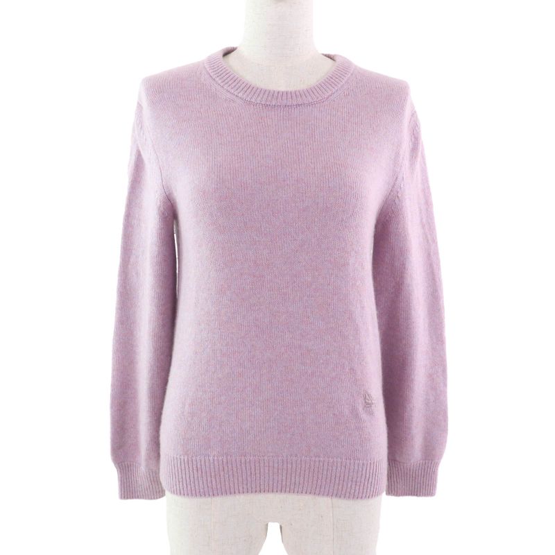 Celine 2a09k152i 100% Cashmere Crew Neck Long Sleeves Purple Knit With Sarky