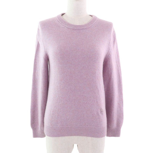 Celine 2a09k152i 100% Cashmere Crew Neck Long Sleeves Purple Knit With Sarky