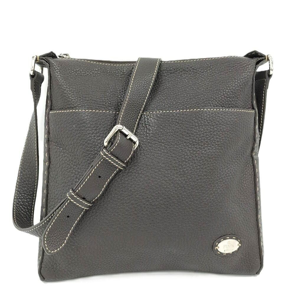Fendi Selleria Shoulder Bag Leather Brown