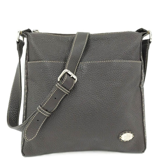 Fendi Selleria Shoulder Bag Leather Brown