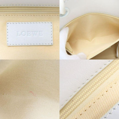 Loewe Tote Bag Crown Logo Stitch Leather Plastic White Studded Shopper Tote