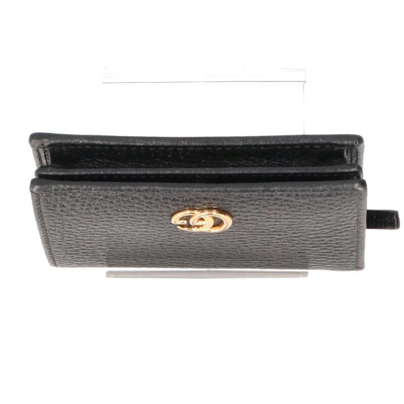 Gucci Double Authenticity Card Case Wallet 456126 Cao0g 1000 Leather Women Black