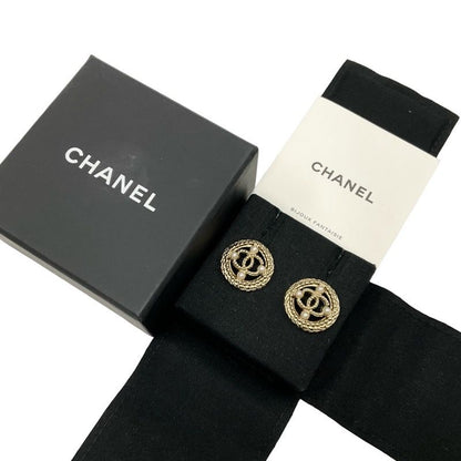 Chanel Earrings Coco Mark Pearl Round Gold