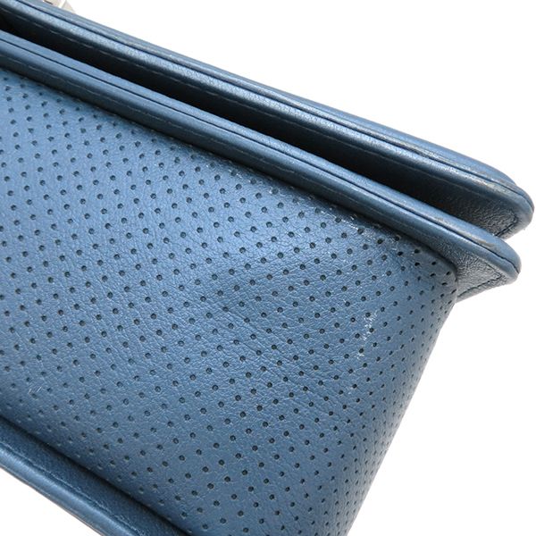 Chanel Shoulder Bag Boy Chanel Calf Metallic Blue Silver Hardware Blue Shoulder