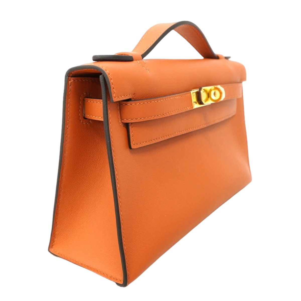Hermes Handbag Pochette Kelly Swift Cui Buru Gold — view 2