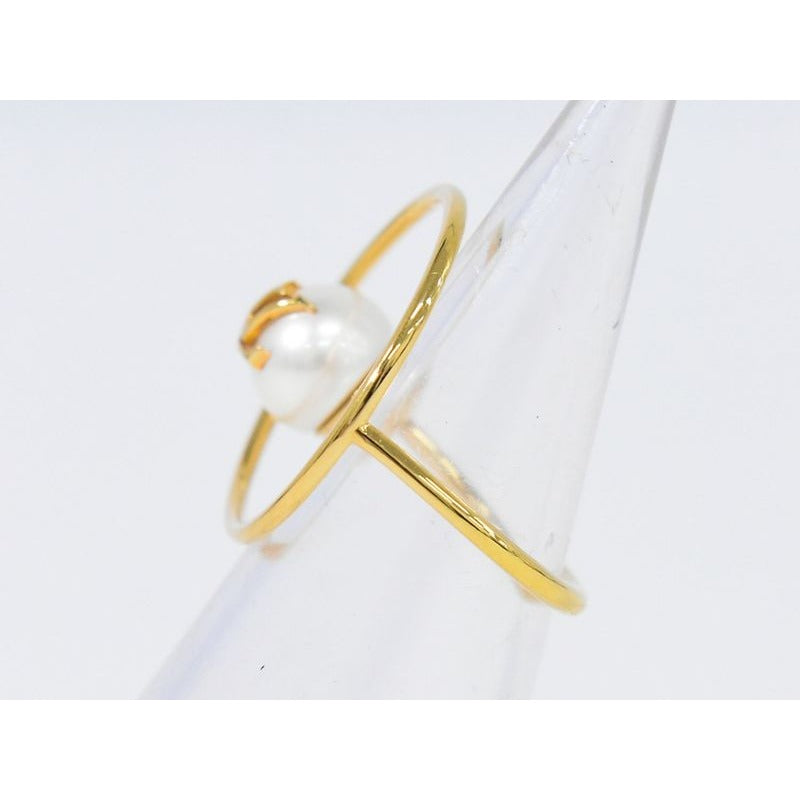 Louis Vuitton Eclipse Faux Pearl Ring M Size 14 GP Gold Plated — view 2
