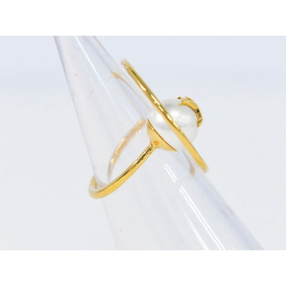 Louis Vuitton Eclipse Faux Pearl Ring M Size 14 GP Gold Plated — view 4