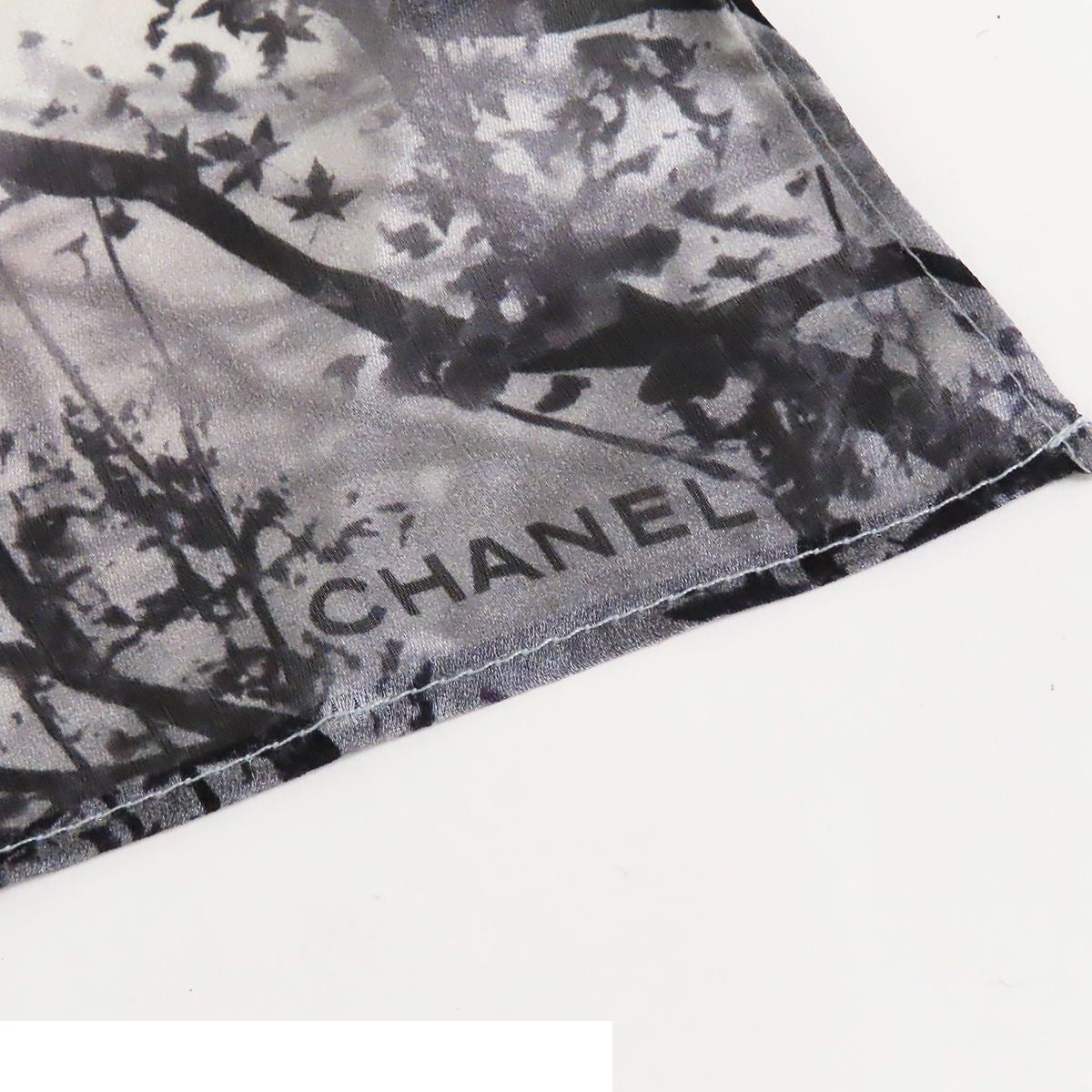 Chanel Silk Scarf Black White — view 3