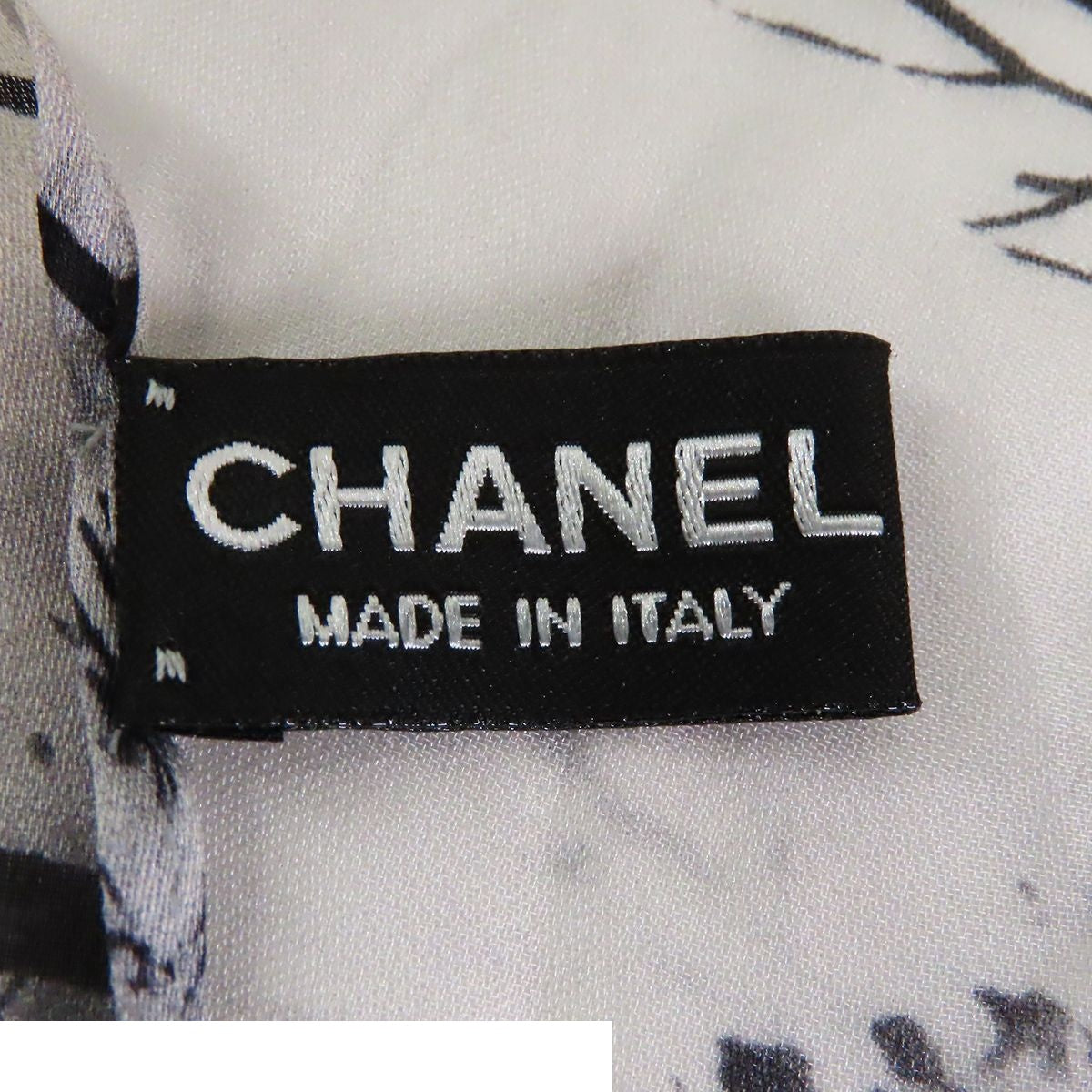 Chanel Silk Scarf Black White — view 6