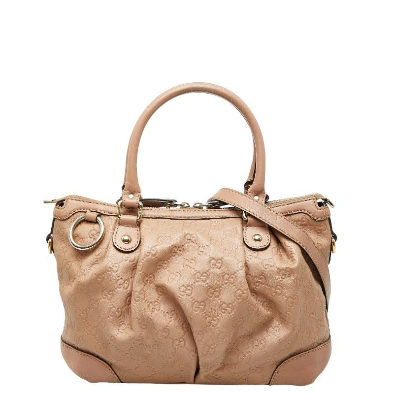 Gucci Guccissima Sookie Shoulder Bag 2-Way Beige Pink Canvas Leather