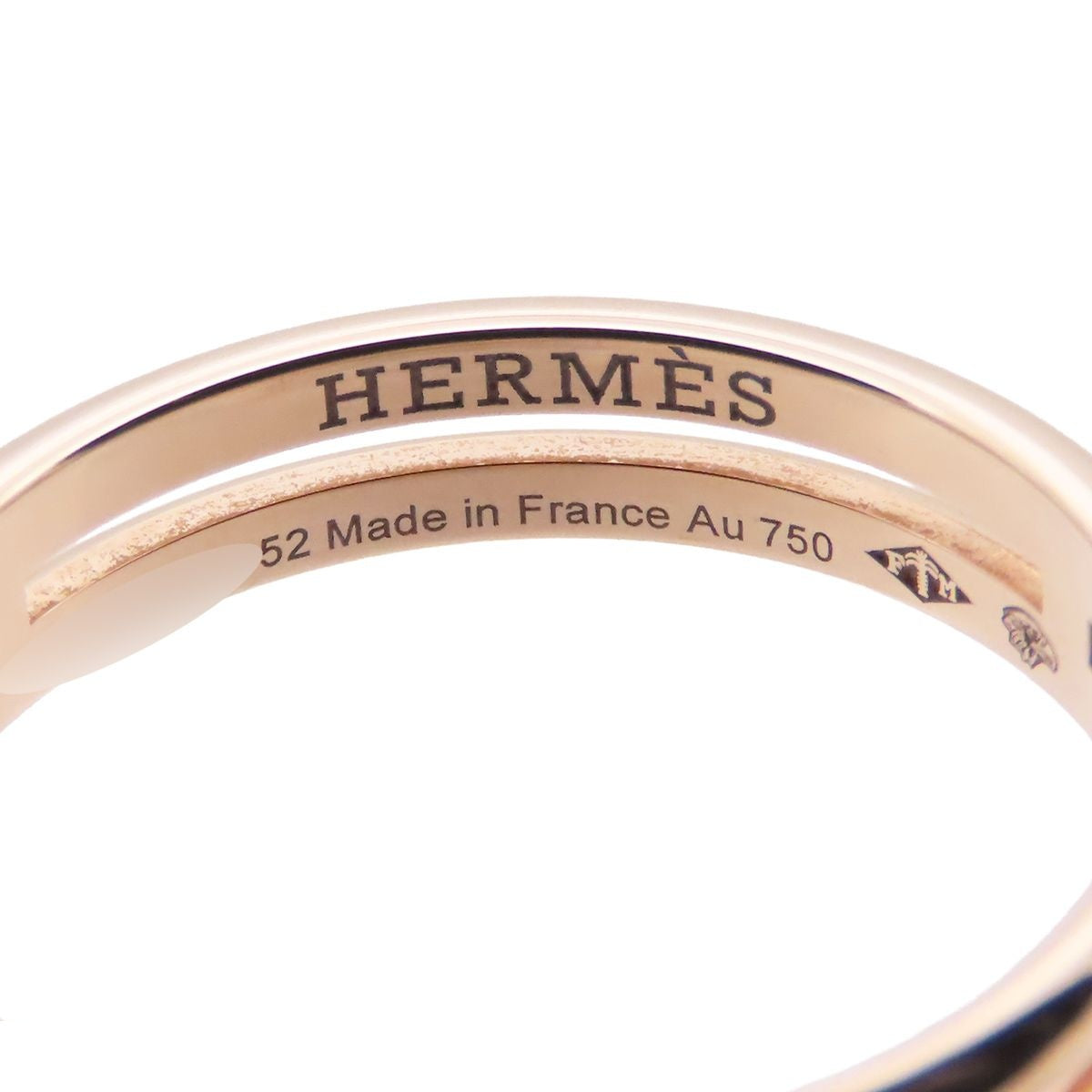 Hermes Ariane Pink Gold 18k Wedding 52 Ring — view 4