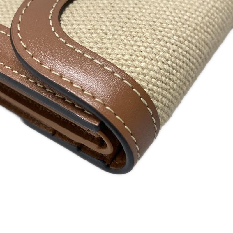 Celine Triomphe Small Flap Wallet Ivory And Brown Leather