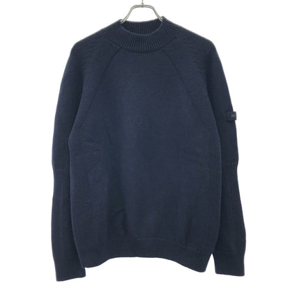 Prada Wool Logo Mock Neck Knit Sweater Mpg Navy 50