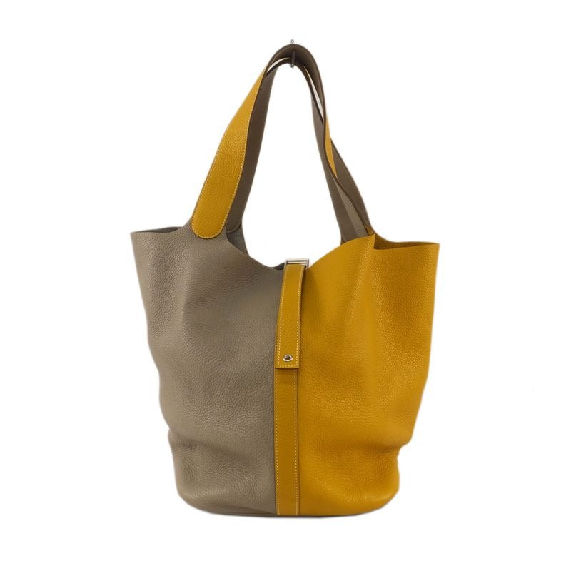 Hermes Picotin Lock T GM Handbag Gray Yellow Silver Hardware