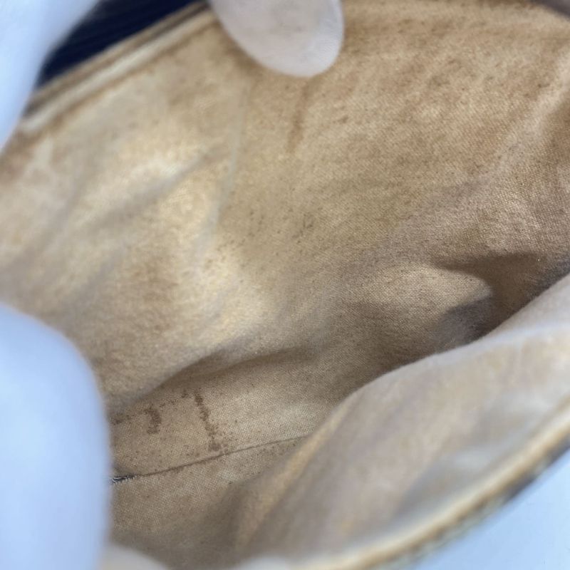 Gucci Old Gucci 001 113 6165 Shoulder Bag GG Supreme Leather Beige Brown Ladies