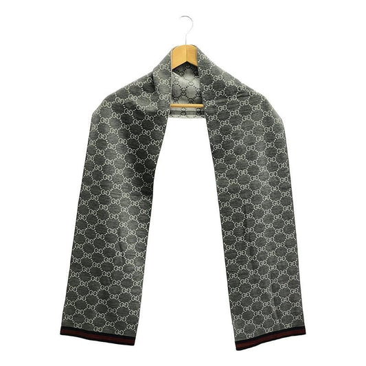 Gucci GG Pattern Allover Wool Scarf Red Navy Gray