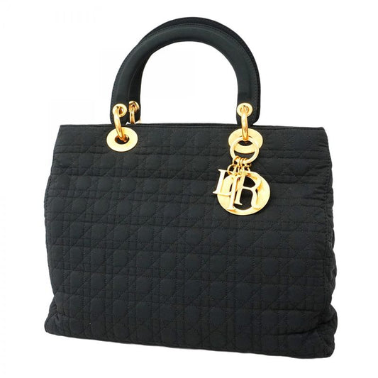 Christian Dior Handbag Canage Lady Dior Nylon Black Gold Hardware Women