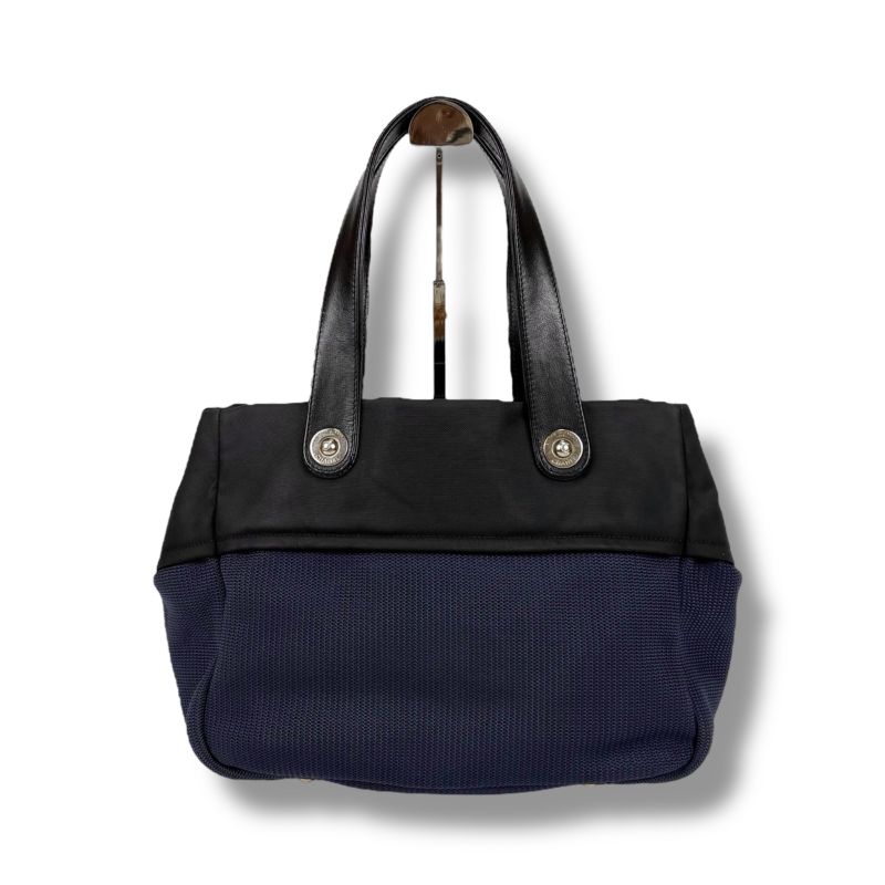 Chanel Paris Biarritz Mini Tote Shoulder Bag Navy Blue Black Bicolor Shoulder