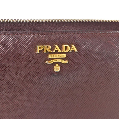 Prada Long Wallet Round Zipper Bordeaux Leather 02bs192