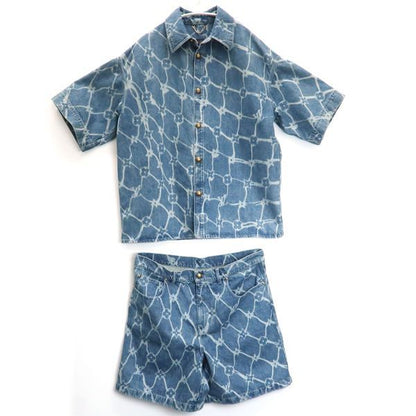Louis Vuitton Monogram Print Denim Short Sleeve Shirt 1afqz1 #XL Shorts #34