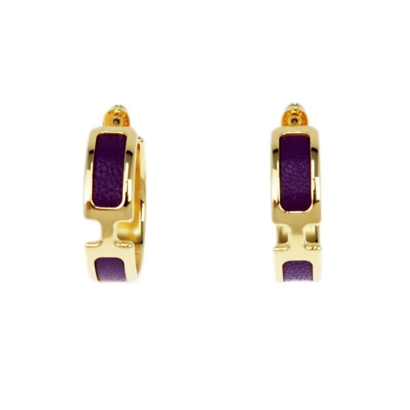 Hermes Earrings Olympe Anemone Gold Hardware Purple Pair Of Accessories